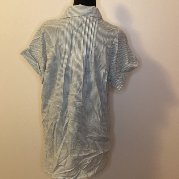 NWT! Casa Cabana Sammie Dobby Stripe Short Sleeve Button-Up Tunic Shirt - Picture 6 of 8